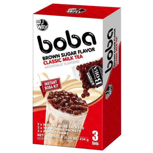 J Way Instant Boba Kit Classic Milk Tea Black Tea Variety - 3 Servings