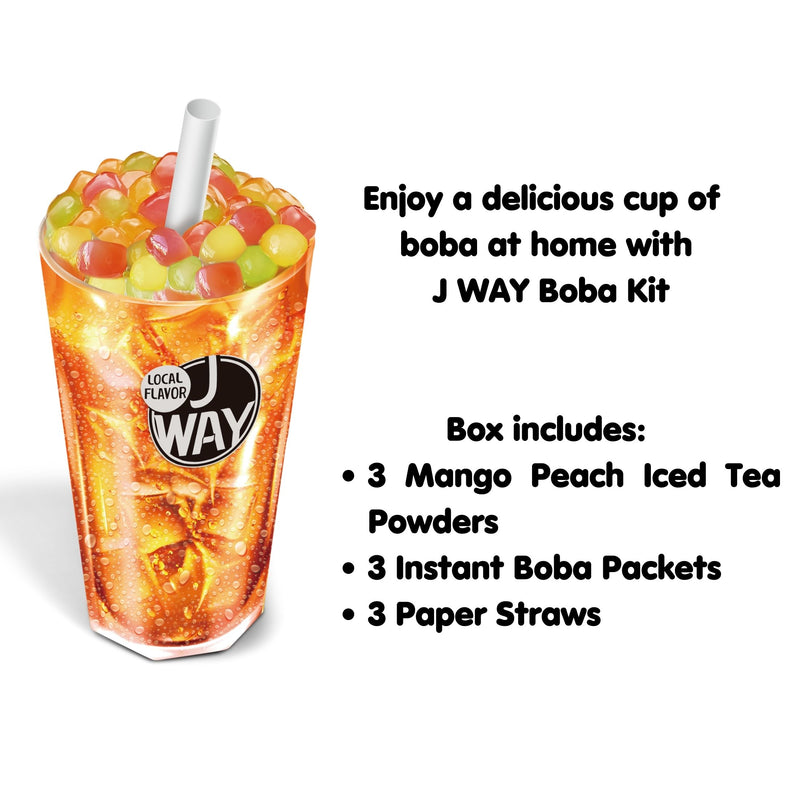 J Way Instant Boba Kit Mango Peach Black Tea  - 3 Servings