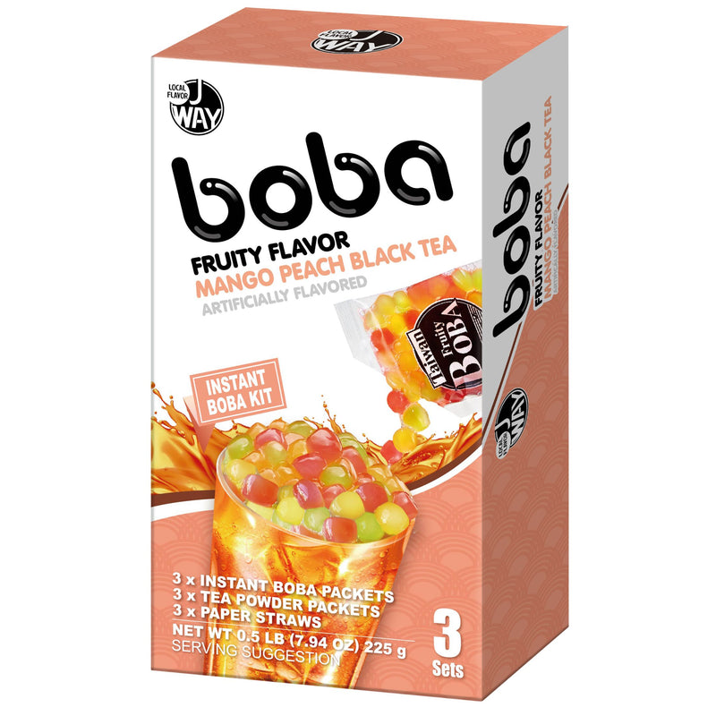 J Way Instant Boba Kit Mango Peach Black Tea  - 3 Servings