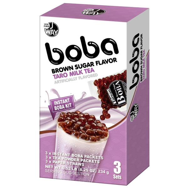 J Way Instant Boba Kit Taro Milk Tea Fruit Tea Variety - 3 Servings