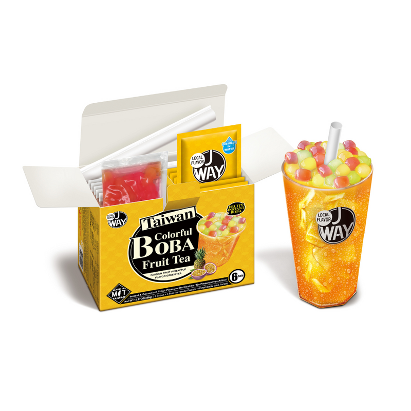 J WAY - BOBA MILK TEA SET (6 DRINKS) Authentic Fruity Colorful Tapioca Boba